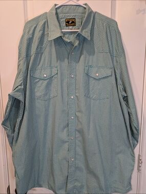 Wyoming Traders Pearl Snap Shirt XXL Green Check Western Cowboy Long Sleeve